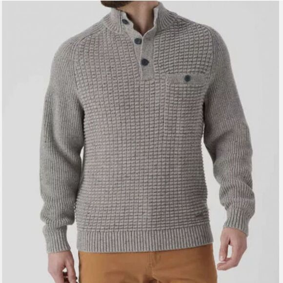 Duluth Other - Duluth Trading Burly Retirement Button Mock Sweater L Men's Gray‎ Excellent